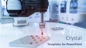  Presentation with industrial automation - Cool new slides with pneumatic-piston-sucker-unit backdrop and a sky blue colored foreground