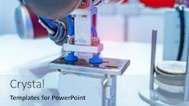  Presentation with industrial automation - Cool new presentation design with pneumatic-piston-sucker-unit backdrop and a light blue colored foreground