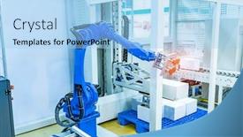  Presentation with industrial automation - Presentation with pneumatic-piston-sucker-unit background and a light blue colored foreground