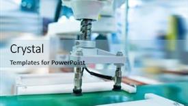  Presentation with automation - Amazing PPT theme having pneumatic piston sucker unit backdrop and a light blue colored foreground