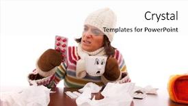  Presentation with h1n1 - Theme with pneumonia h1n1 - sad woman with flu symptom background and a  colored foreground