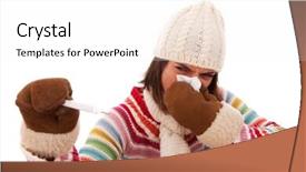  Presentation with h1n1 - Slide set featuring pneumonia h1n1 - sad woman with flu symptom background and a  colored foreground