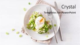  Presentation with breakfast sandwich - Colorful slide deck enhanced with poached egg and feta backdrop and a white colored foreground