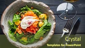  Presentation with spinach - Colorful presentation theme enhanced with poached-egg-with-salmon backdrop and a tawny brown colored foreground