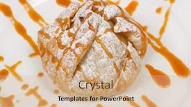  Presentation with blue cheese - Presentation design with poached-pear-dessert-filled background and a coral colored foreground