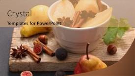  Presentation with wooden board for oktoberfest - Audience pleasing slide deck consisting of poached-pear-with-spices backdrop and a coral colored foreground