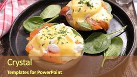 Presentation with egg - Cool new presentation design with poaching - benedict egg with salmon backdrop and a tawny brown colored foreground
