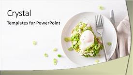  Presentation with breakfast sandwich - Amazing slide deck having poaching - breakfast avocado sandwich with poached backdrop and a white colored foreground