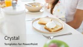  Presentation with food breakfast clean food - Amazing PPT layouts having poaching - food eating and breakfast concept backdrop and a light gray colored foreground