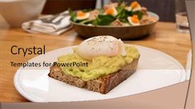  Presentation with bread roasting - Cool new theme with poaching - grilled bread with guacamole backdrop and a yellow colored foreground