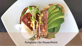  Presentation with avocado - Slide deck with poaching - poached egg with avocado haloumi background and a coral colored foreground