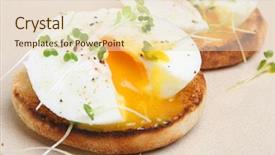  Presentation with muffin - Audience pleasing slides consisting of poaching - poached eggs on toasted english backdrop and a lemonade colored foreground