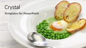  Presentation with peas - PPT layouts enhanced with poaching - tear peas with poached egg background and a light gray colored foreground
