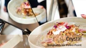  Presentation with egg - Slide set featuring poaching - vegetables with poached egg background and a  colored foreground