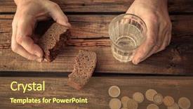  Presentation with water glass - Amazing PPT theme having pobreza - senior man's hands with glass backdrop and a tawny brown colored foreground