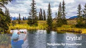  Presentation with hat - Beautiful slide deck featuring pocahontas road concept of active backdrop and a gray colored foreground