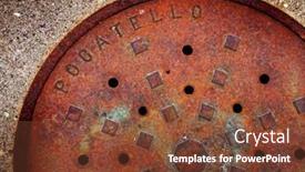  Presentation with lid - Beautiful PPT theme featuring pocatello-manhole-cover-man-hole backdrop and a tawny brown colored foreground
