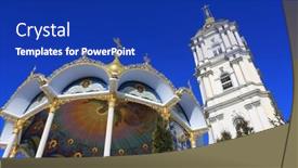  Presentation with christian - Cool new presentation design with pochaev's lavra famous christian centre in ukraine backdrop and a royal blue colored foreground
