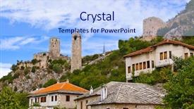  Presentation with bosnia - Presentation design consisting of pocitelj - bosnia and herzegovina - architecture background and a light blue colored foreground