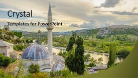 Presentation with bosnia - Slides with pocitelj bosnia and herzegovina - hajji background and a  colored foreground