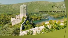  Presentation with bosnia - Presentation theme featuring pocitelj-bosnia-and-herzegovina-old and a seafoam green colored foreground