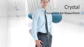  Presentation with blue - PPT theme with pocket against blue newtons cradle background and a  colored foreground