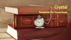  Presentation with vintage clock - PPT theme consisting of pocket clock and vintage books on rustic wooden background background and a tawny brown colored foreground