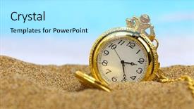  Presentation with sand clock - Beautiful PPT layouts featuring pocket clock on the beach backdrop and a arctic colored foreground