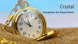  Presentation with clock - Colorful PPT theme enhanced with pocket clock on the beach backdrop and a light blue colored foreground