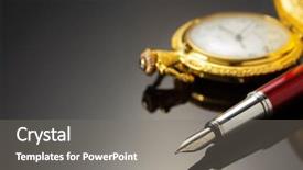  Presentation with black ink - Amazing presentation theme having pocket watch and ink pen backdrop and a gray colored foreground