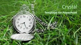  Presentation with green morning - Theme featuring pocket-watch-in-green-grass background and a forest green colored foreground