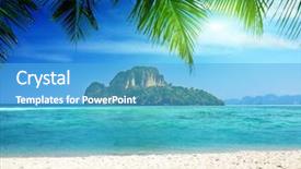  Presentation with krabi - Presentation with poda island in krabi thailand background and a teal colored foreground