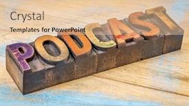  Presentation with podcast - Cool new presentation theme with podcast-sign-vintage-letterpress-wood backdrop and a lemonade colored foreground