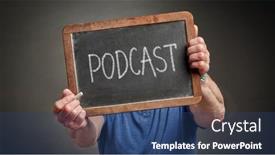  Presentation with podcast - PPT theme featuring podcast-white-chalk-blackboard-sign background and a ocean colored foreground