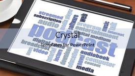  Presentation with podcast - Presentation with podcast word cloud on a digital tablet with a cup of coffee - internet radio concept background and a light blue colored foreground