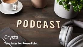  Presentation with podcast - Theme consisting of podcast-word-text-concept-modern background and a tawny brown colored foreground
