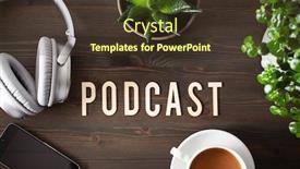  Presentation with podcast - Colorful PPT layouts enhanced with podcast-word-text-concept-modern backdrop and a tawny brown colored foreground