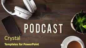  Presentation with podcast - Slide deck featuring podcast-word-text-concept-modern background and a tawny brown colored foreground