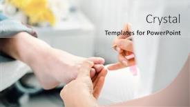  Presentation with nails - Audience pleasing theme consisting of podiatrists - podiatrist cutting nails on feet backdrop and a white colored foreground