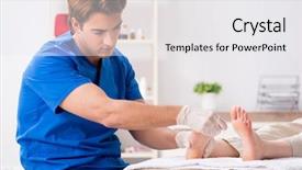  Presentation with feet - Cool new PPT theme with podiatrist treating feet during procedure backdrop and a white colored foreground