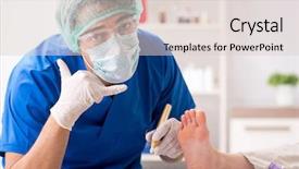  Presentation with feet - Beautiful theme featuring podiatrist treating feet during procedure backdrop and a lemonade colored foreground