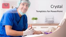  Presentation with feet - Theme featuring podiatrist treating feet during procedure background and a white colored foreground
