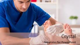  Presentation with feet - Audience pleasing slides consisting of podiatrist treating feet during procedure backdrop and a coral colored foreground