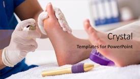  Presentation with recall procedure - Cool new PPT theme with podiatrist treating feet during procedure backdrop and a coral colored foreground