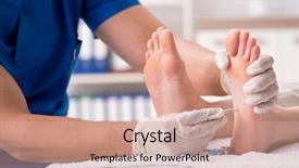  Presentation with feet - Audience pleasing slide deck consisting of podiatrist treating feet during procedure backdrop and a coral colored foreground
