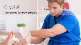  Presentation with feet - PPT theme consisting of podiatrist-treating-feet-during-procedure background and a soft green colored foreground