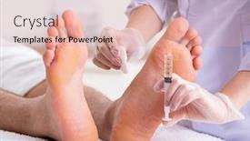 Presentation with medical procedure simulation - PPT theme featuring podiatrist-treating-feet-during-procedure background and a lemonade colored foreground