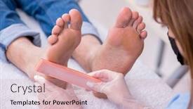  Presentation with feet - Slides having podiatrist-treating-feet-during-procedure background and a lemonade colored foreground