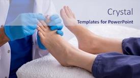  Presentation with feet - Slide set enhanced with podiatrist-treating-feet-during-procedure background and a sky blue colored foreground