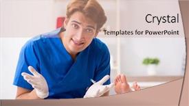  Presentation with feet - Beautiful PPT theme featuring podiatry - podiatrist treating feet during procedure backdrop and a coral colored foreground